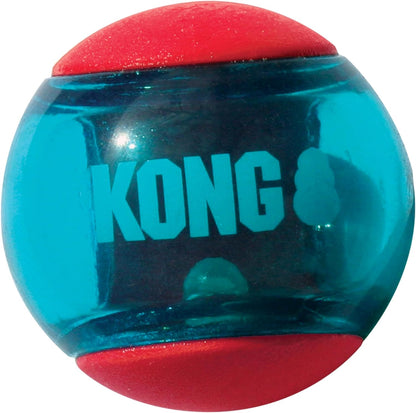 KONG - Squeezz Action Ball Red - Textured Search Sound Toy - For Medium Breed Dogs